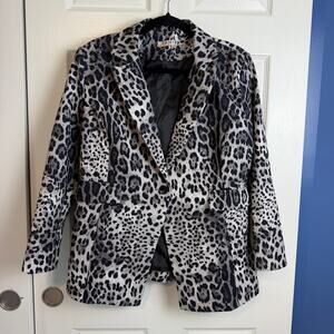 R&M Leopard Print Blazer Men Size 38 Padded Shoulder Animal Print